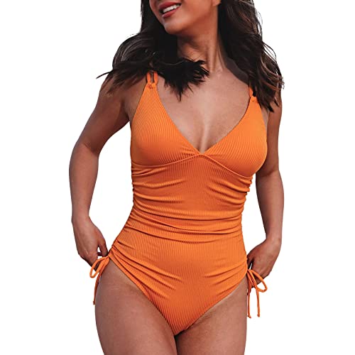 Damen Badeanzug Bikini Bauchweg, Bademode Damen Einteilige Schwimmanzug V-Ausschnitt Swimming Suits Women, Curvy Bikini Sportlich Damen Strandmode Bikini Damen Große Brüste Bademode Damen Bauchweg von Generic