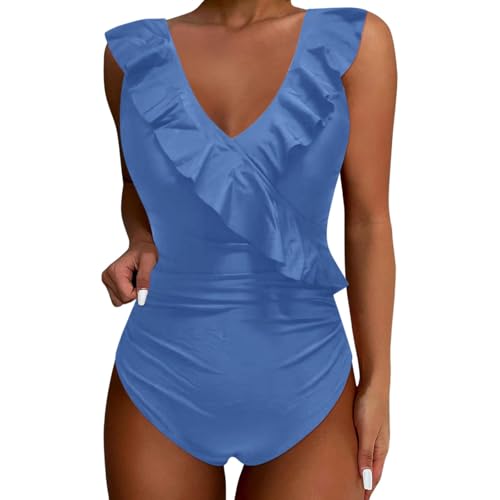 Damen Badeanzug Bikini Bauchweg, Schwimmanzug Damen Einteiler Bademode V-Ausschnitt Swimming Suits Women, Shape Bikini Sportlich Damen Große Größe Triangel Wettkampf-Badeanzüge Für Damen Bikini von Generic