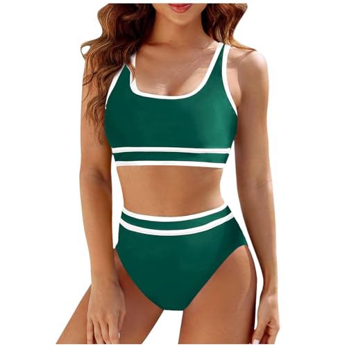 Damen Bikini Set Bauchweg, Sexy Tankini Zweiteiliger Bikini Badeanzug, Grosse Grössen Shape Schwimmanzug Damen Set Swimming Suits Bademode Slim Triangel Bikinihose Bikini Damen Push Up Strand von Generic