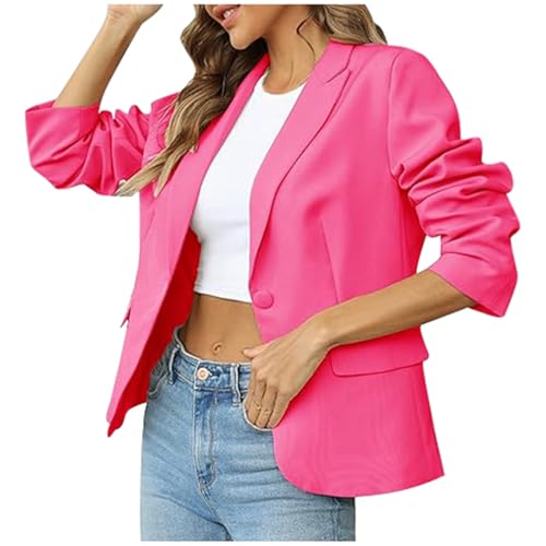 Damen Blazer, Jackett Casual Frühling Sweatblazer, Open Front Tailliert Einfarbig Blaser Jacke Dünne Sommerjacke Modische Vintage Blazer Casual Outfit Damen Mantel Elegant von Generic