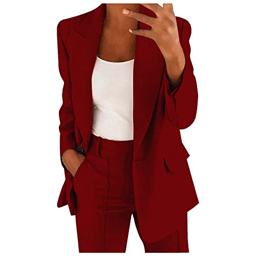 Damen Blazer Einfarbig Business Retro Jacke Büro Office Sportlich Schlanke Passform Knöpfen Vintage Jacke Blazer Tailliert Sakkos Damenjacke für Arbeit Büro Sakko von Generic