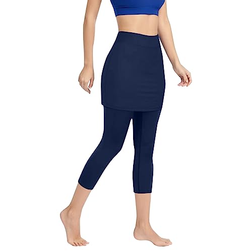 Damen Capri Leggings- High Waist Leggins| Yogahose 3/4 Elastische Blickdicht Große Größen Booty Scrunch Leggins Schwarze Bauchkontrolle Sexy Sport Yoga Fitnesshose Gym von Generic