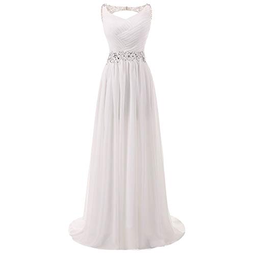 Damen Chiffon Langes Hochzeitsabendkleid Ärmellos Offener Rücken Brautjungfernkleider Kleider Hochzeit von Generic