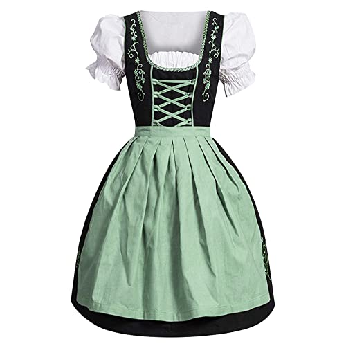 Damen Dirndlkleid Mit Spitze Trachtenmode Trachtenmode Trachtenrock Kleid Lang Dirndlbluse Flügelärmel Für Oktoberfest Besondere Anlässe von Generic