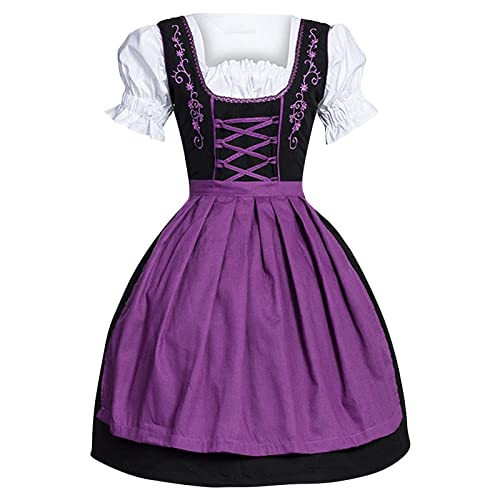 Damen Dirndlkleid Mit Spitze Trachtenmode Trachtenmode Trachtenrock Kleid Lang Dirndlbluse Flügelärmel Für Oktoberfest Besondere Anlässe von Generic