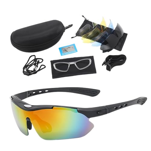 Damen-Fahrradbrille,Fahrradbrille winddicht,Autobrille Outdoor-Brille winddicht - 5-Linsen-Schutzbrille, Reitbrille für Outdoor-Sport, Softball, Golf von Generic