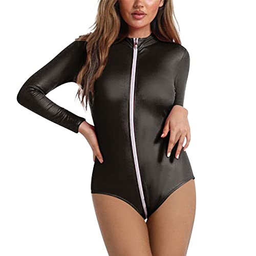 Damen Glänzende Ballettanzug Ballettbody Sport Tanz Body Gymnastikanzug Trikot Langarm Bodysuit Metallic Wetlook Einteiler Turnanzug Leotards Overall Lack Leder Oberteile Tops Kostüm Damen Glänzende Ballettanzug Ballettbody Sport Tanz Body Gymnastikanzug Trikot Langarm Bodysuit Metallic Wetlook Einteiler Turnanzug Leotards Overall Lack Leder Oberteile Tops Kostüm von Generic