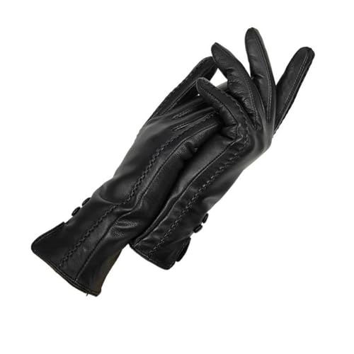 Damen-Handschuhe aus echtem Leder, U-Form, weiches Schaffell, dick, warm, Fahrradhandschuhe 7 von Generic