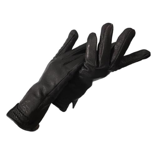 Damen-Handschuhe aus echtem Leder, mit Kaninchenfellfutter, für kaltes Wetter, U-förmige Fahrradhandschuhe, Größe 38-40 von Generic