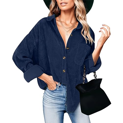 Damen Hemd Bluse Corduroy Damenbluse Langarm Casual Cordhemd mit Knöpfen Einfarbig Blusen Damen Hemd Bluse Corduroy Damenbluse Langarm Casual Cordhemd mit Knöpfen Einfarbig Blusen von Generic