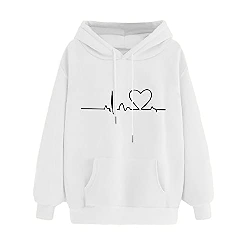 Damen Kapuzenpullover, Hoodies Damen, Langarm Einfarbig Oversize Knopfleiste Kordelzug Sweatshirt Damen Mit Kapuze Outdoor Casual Style Damen Hoodie Süßer Kapuzenpullover Für Teenager-Mädchen von Generic