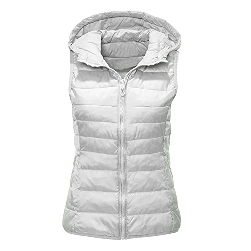 Damen Kapuzenweste für den Übergangs Weste mit Kapuze Steppweste Jacke mit Reissverschluss Taschen Casual Kapuzenjacke Damen Kapuzenweste für den Übergangs Weste mit Kapuze Steppweste Jacke mit Reissverschluss Taschen Casual Kapuzenjacke von Generic
