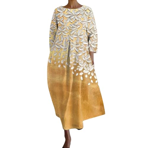 Damen-Kleid mit Lockerem V-Ausschnitt, modisches Senior-Langarmkleid mit bedrucktem V-Ausschnitt und Shorts darunter von Generic