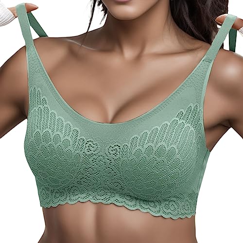 Damen Komfort BH Ohne Bügel Push Up Nahtlos Sport BH Gepolstert Spitzen Bra Weich Seamless Stretch Bustier Mittel Halt Bügelloser Schlaf BH Klassische Top für Alltag Yoga Damen von Generic