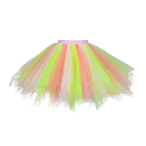 Damen Kostüm Tüllrock Tüllrock Kurz Tütü Karneval Party Tutu Kurz 50er Rockabilly Petticoat Ballet Mehrschichtiger, Elastischer Taillen Tüllrock Für Erwachsene Geschichteter Tanzrock Rock von Generic