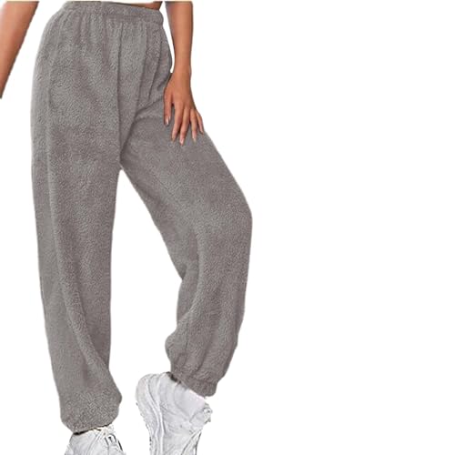 Damen Kuschelhose Flauschig Warm Fleecehose Gefütterte Verdickte Thermohose Sweatpants Elastische Taille Fleece Plüsch Dicke Schlafanzughose von Generic