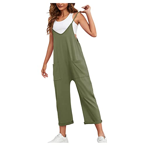 Damen-Latzhose, Camisole-Playsuits, ärmelloser Overall, solide Hose, Strampler mit Taschen von Generic