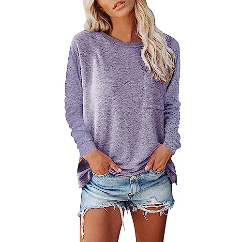 Damen Long Pullover Oversize| Schwarz Sweatshirt Ohne Kapuze Rundhals T Shirt Langarm Lässige Oberteile Oversized Casual Tshirt Lose Elegant Pullover Locker Tops Frauen Longsleeve Mädchen von Generic