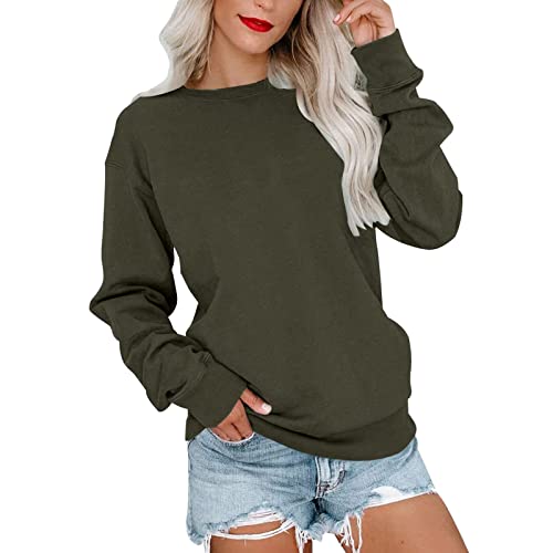 Damen Oversize Pullover, Schwarz Sweatshirt Ohne Kapuze | Rundhals T Shirt Langarm Lässige Oberteile Oversized Locker Große Größen Elegant Pullover Lang T Shirt Tops Longsleeve von Generic