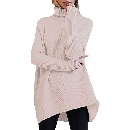 Damen Pullover Rollkragen, Knit Langarm Rollkragenpullover Vintage Grobstrick Casual Weich Jumper Lose Beiläufige Sweatshirts Fleece Damen Rollkragenpullover Holiday Travel Pullover Frauen von Generic