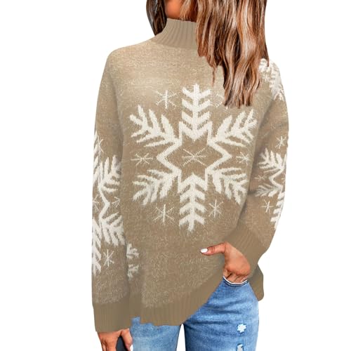 Damen Pullover Rollkragen, Langarm Rollkragenpullover Vintage Grobstrick Lose Beiläufige Sweater Damen Solide Knit Elastisch Tops Gestrickt Rollkragenpullover Holiday Travel Pullover Frauen von Generic