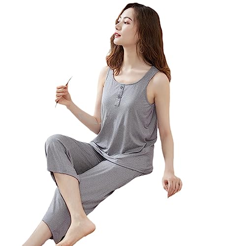 Damen-Pyjama-Set, ärmellos – mit Brustpolster, modale Damen-Pyjama-Sets, Nachtwäsche, Weste, lässiger Trainingsanzug, 2 Teile/Set, sexy Sommer-Home-Lounge-Geschenk Household faucets von Generic