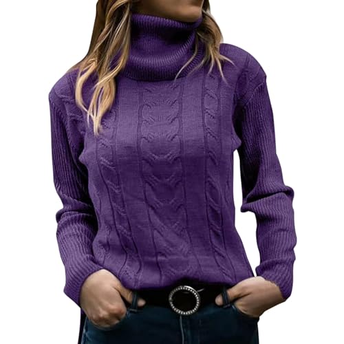 Damen Rollkragenpullover, Pullover Für Damen Grobstrick Weich Damenpullover Langarm Lose Strickpullover Pullover Winter Dünn Strickpullover Pullover Damen Elegant Rollkragenshirt von Generic