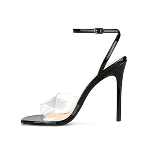 Damen-Sandalen mit hohem Absatz, Stiletto, transparente Kreuzriemen, offene Zehen, Knöchelriemen, Bequeme Sandalen für Kleid, Hochzeit, Party, Schuhe, 8 cm Oben von Generic