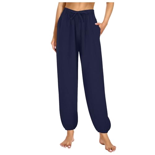 Damen Schlafanzughose Lang- Hausanzug Nachtwäsche Hosen | Pyjamahose Sporthose Sweatpants Freizeithose High Waist Hose Freizeithose Stretch Yogahose Mädchen von Generic