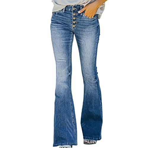 Damen Schlaghosen Jeanshose lang Stretch Skinny Schlagjeans Schlag Weite Jeanshosen Weites Bein Denim Hose Hüftjeans Hüfthose Hosen von Generic