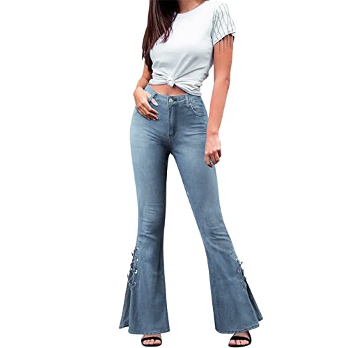 Damen Schlaghosen Jeanshose lang Stretch Skinny Schlagjeans Schlag Weite Jeanshosen Weites Bein Denim Hose Hüftjeans Hüfthose Hosen von Generic