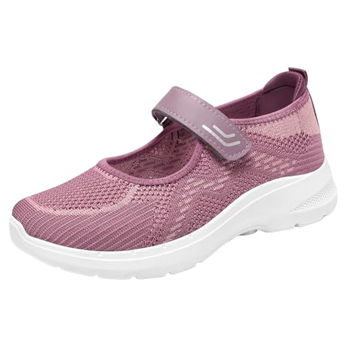 Damen Slip On Sneaker Mesh Walkingschuhe Memory Foam Turnschuhe Sportschuhe Leichte Bequeme Schlupfschuhe Atmungsaktiv Freizeitschuhe Sicherheits-Sandale Arbeitsschuhe Leicht Bequem (Purple #2, 39) von Generic