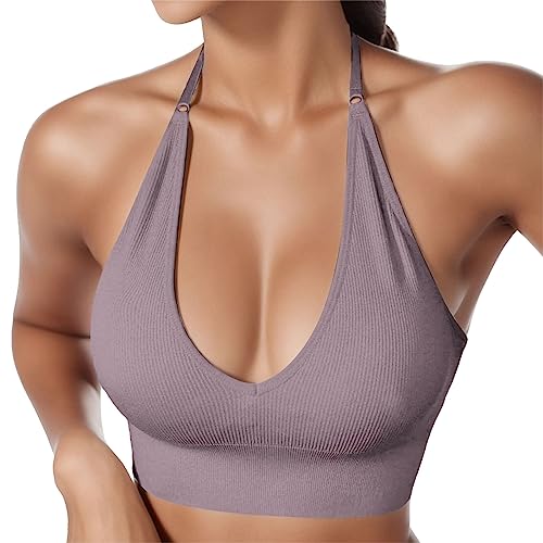 Damen Sport BH Einfarbig Ohne Bügel Bustier Klassische Bequem Stretch Bra Mittle Halt Gepolstert Wohlfühl-BH von Generic