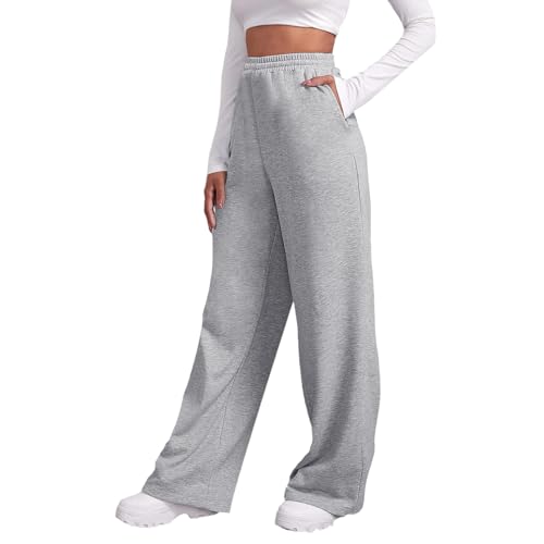 Damen Sport Hose High Waist- Sporthose Locker | High Waist mit Taschen Gummizug Kordelzug Fleece Gefüttert Sporthosen Bein Hosen Freizeithose Yogahose Laufhose von Generic