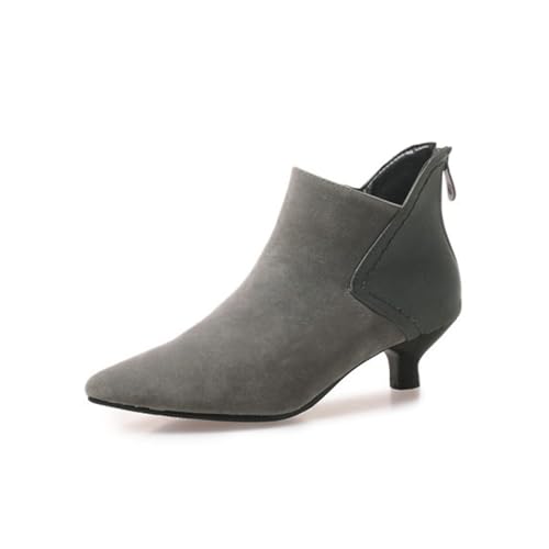 Damen-Stiefeletten, hohe Absätze, kleine Absätze, Spitze Zehenpartie, Wildleder, Hufeisenabsatz, Booties, Slip-on-Pumps, Schuh-Nähnähte, Paar mit einem Kleid und Leggings, hohe Höhe 5 cm von Generic