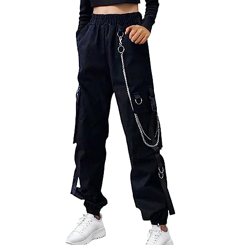 Damen Streetwear Freizeithose Gummizug- Hip Hop Jogginghose | Hose Oversized Vintage Weites Bein Sweathose Cargo Lange Hosen Mode Slim Frauen von Generic