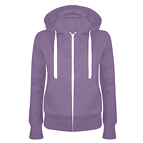 Damen Sweatjacke, Hoody Damen Mit Kapuze Einfarbig Zip Casual Hoodie Große Größen Lose Sportjacke Langarm Hoodie Damen Mit Tasche Herbst Winter Thermojacke Damen Basic Hoodie Damen von Generic