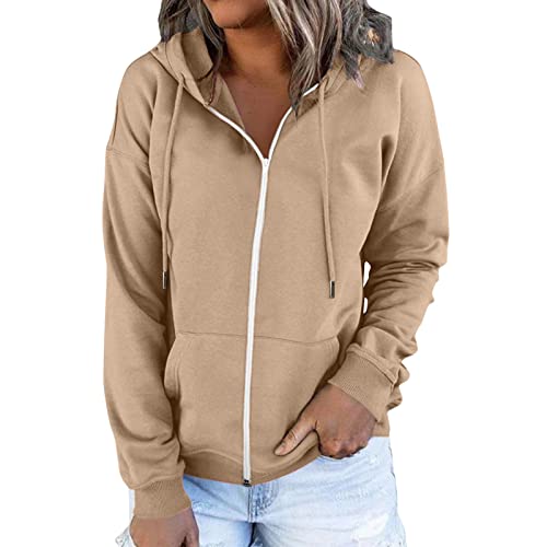 Damen Sweatjacke, Kapuzenjacke Langarm Trainingsjacke Mit Tasche Casual Einfarbig Große Größen Sportjacke Lose Zip Hoodie Herbst Winter Thermojacke Damen Laufjacke Damen Winter von Generic