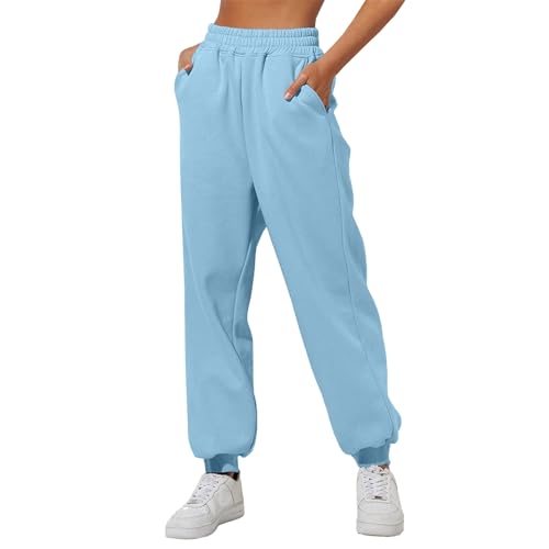 Damen Sweatpants Freizeithose- Sporthose Locker| Sport Hose High Waist mit Taschen Fleece Gefüttert Yogahose Lang Laufhose Schlupfhose Sporthosen von Generic