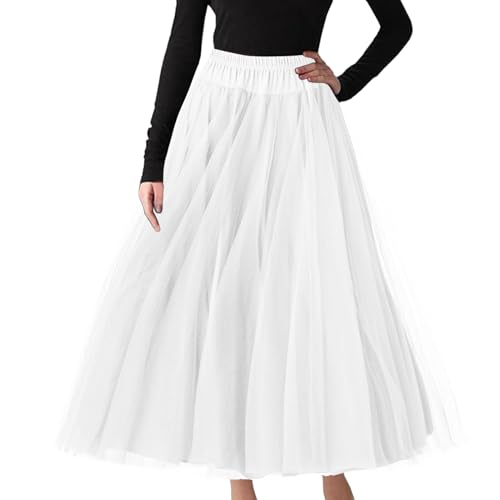 Damen Tüllrock Unterrock Damen Rock Hohe Taille Tutu Rock Tüllrock Retro Ballett Blase Petticoat 50er Tutu Unterrock Tütü Minirock Reifrock Unterrock Kleid Tüll Underskirt Rock Tüll Unterrock von Generic