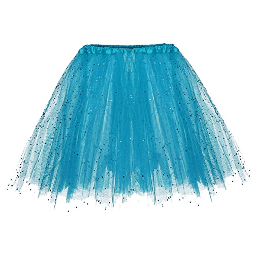 Damen Tutu,TüLl Rock Mit Pailletten Sternen Ballett TüLlrock Petticoat Unterrock Rock TüTü Rock 50Er Vintage Ballet Elastisch Tanzrock Tanzkleid Ballkleid Kurz Party RöCke von Generic