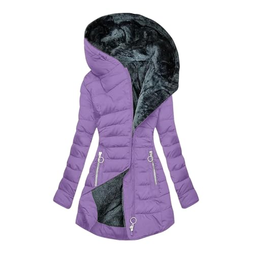 Damen Winterjacke Daunenjacken Warme Wintermantel Baumwolle Daunenmantel Einfarbige Kleidung Frauen Dufflecoat Frau Puffer Jacke Retro Parka Fleecejacken Teddy Jacken von Generic