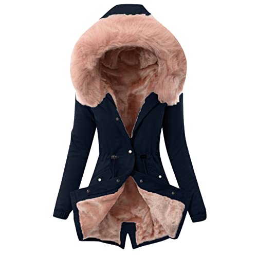 Damen Wintermantel Warme Lang, Winterjacke Damen Mit Kapuze, Damen Kunstfell Jacke Winterparka Mantel Mit Teddyfell Gefüttert Kapuzenpullover Hoodie Mit Taschen Lang Große Größen Winter Kapuzenjacke von Generic