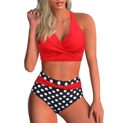 Damen Zweiteiliger Badeanzug V Ausschnitt überkreuztes Blumenmuster Bikini Bademode Bauchkontrolle Bikini Sets Bikini-Sets für Damen Push Up von Generic