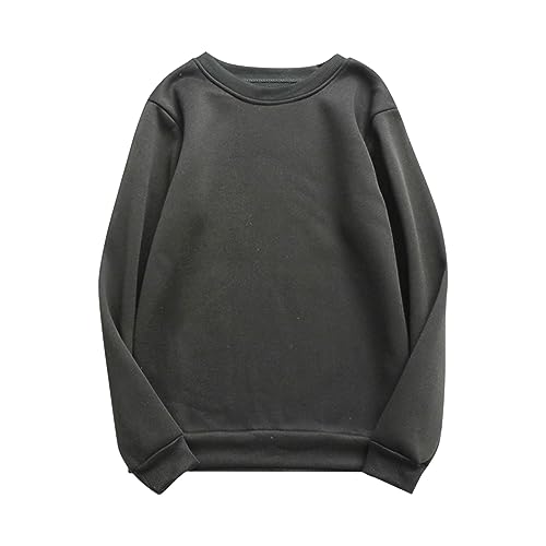 Damenmode Sale, Pullover Für Damen Damen Oberteile Einfarbig Rundhals Langarm Sweatshirt Ohne Kapuze Locker Casual Blusen Tops Fleecepullover Damen Langarmshirt(Schwarz,3XL) von Generic