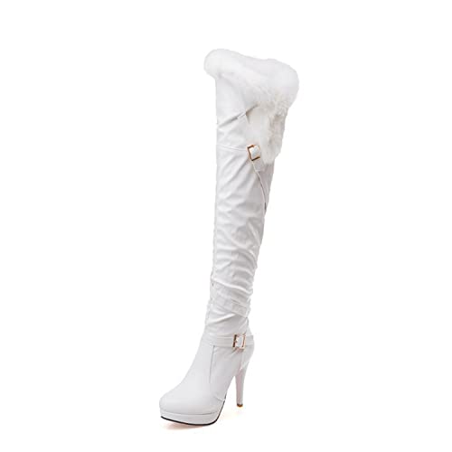 Damenmode-Stiefel, 11 cm, Damenmode, runde Zehenstiefel, Walking, Nachtclub, Overknee-Stiefel, Feinabsatz-Stiefel, Pole-Dance-Striptease-Stiefel von Generic