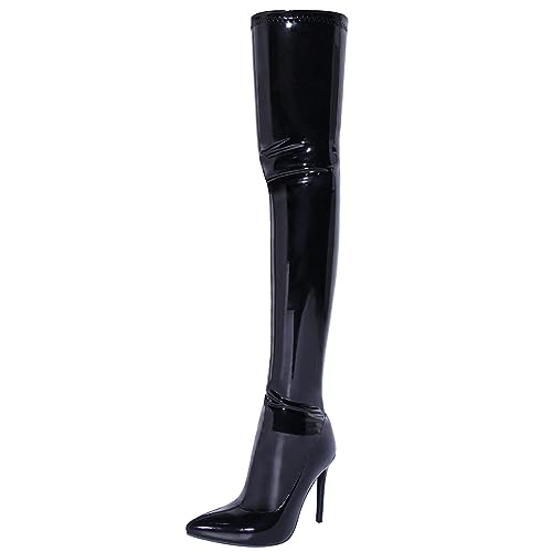 Damenmode-Stiefel, 11 cm, Stiletto-Overknee-Stiefel, Damen-Stretch-Oberschenkelhohe Stiefel, Lange Stiefel, Lack-Overknee-Stiefel, Partyschuhe von Generic