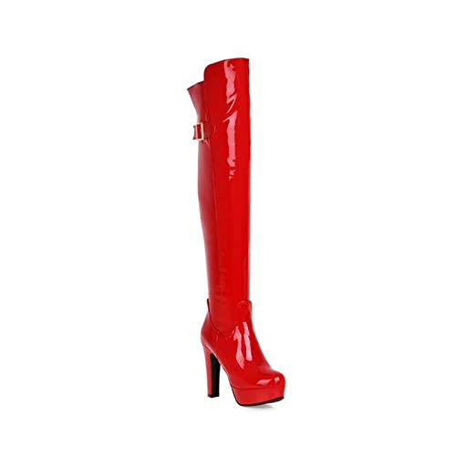 Damenmode-Stiefel, 12 cm, Nachtclub-Overknee-Stiefel, Lack-Pole-Dance-Stiefel mit hohen Absätzen, Lange Stiefel für Damen von Generic