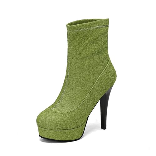 Damenmode-Stiefel, 12 cm, Stiletto-Super-High-Heel, seitlicher Reißverschluss, Kurze Stiefel und Stiefeletten, Reiterstiefel, High-Heel-Stiefel von Generic