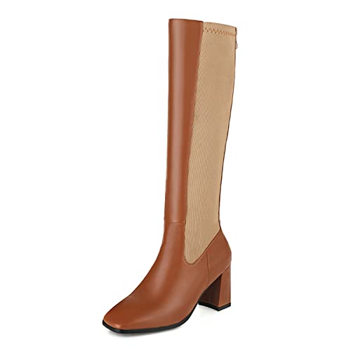 Damenmode-Stiefel, 8 cm, modisch, Dicker Absatz und Elegante Damen-Nachtclub-Stiefel, Kniehohe, oberschenkelhohe Ritterstiefel von Generic